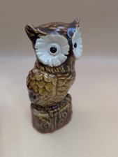 Vintage Owl Figurine Glazed Porcelain 5.5