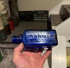 John Wyeth & Bro Cobalt Blue Dosage Style Medicine Bottle Philadelphia PA 1920s picture