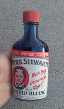 Vintage Mrs Stewart's Liquid Bluing Bottle FULL picture