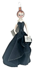 Soffieria De Carlini  Woman In  Fancy Black Dress Christmas Ornament Italy New picture