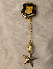 Vintage 1966 T High School Enamel Lapel Pin Chain Star Class Year 66 picture