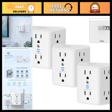 VINTAR 2 Prong to 3 Prong Outlet Adapter, 3 Sided 6 Outlet Extender, 3 Pack picture