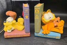 Garfield & Odie Bookends Figurine Statue Set Paws Vtg Heavy picture
