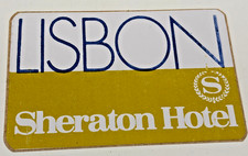 Vintage Sheraton Hotel Lisbon Luggage Label Sticker Spain 1970s picture