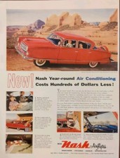 Vintage 1954 Nash Red 4 Door Ambassador With AC In Southwest Desert  picture