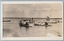 c1930s RPPC Postcard - Swimming & Boats Scene Photo Posted picture