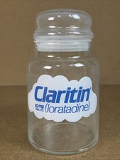 VTG Claritin Loratadine Drug Rep 7” Glass Jar Pharmaceutical Promo RARE HTF WOW picture