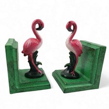 Pair Antique Vintage Cast Iron Flamingo Bookends Organizer Home Office Gift picture