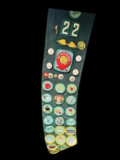 Vintage 1950s Girl Scouts Sash Merit Badges & Pins Rockwood National Camp picture