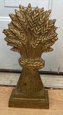 VTG Mid Century Modern Brass Sheaf Of Wheat Bookend Doorstop 11.5x5x225