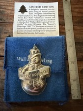 Vintage 1990 Wallace Sterling Silver Snowman Christmas Ornament 1st Edition picture