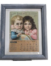 1892 Victorian Trade Card Hood's Sarsaparilla Calendar 1893 Astronomical Framed picture