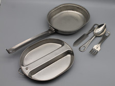 Vintage 1982 US Military Issue Mess Kit Stainless Steel Pan Plate Utensils SMP picture