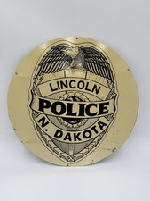 Vintage Lincoln POLICE CAR Tin Sign Original Rare Painted Aluminum picture