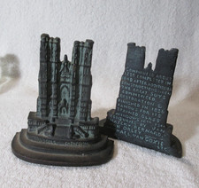 ANTIQUE BRUSSELS CATHEDRAL CAST IRON BOOKENDS With history On The Backs picture
