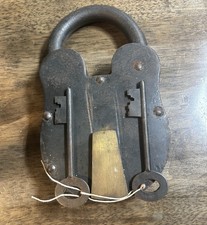 HUGE ANTIQUE Padlock With Two Original Keys picture