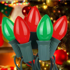 C7 Vintage Christmas Lights Outdoor , 25FT Red and Green Christmas String Lights picture