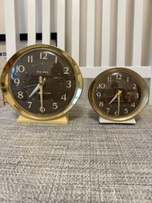 Vtg 1964 COMBO Big Ben & Baby Ben Style 8 * Luminous * Ivory & Gold * WORKING  picture