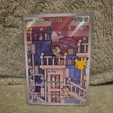 Galarian Meowth Holo Illustration Rare ME: 30th Celebration 141/128 NM picture