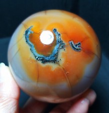 TOP 479G Natural Polished Red Agate Carnelian Crystal Sphere Ball Healing YWD428 picture