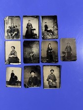 Antique 1800s Tintype Lot Of 10 Dapper Men Victorian Group Portrait Etc picture
