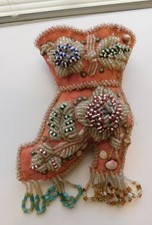 BEADED WHIMSY Victorian Boot Wall Pocket Antique Iroquois Native American 1906 picture