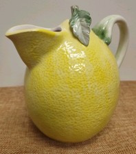 Vintage Mid Century Ceramic Lemon Pitcher Majolica Style Citrus Made In Japan picture