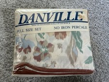 Vtg New Danville 4 Piece Full Double Sheet Set Sealed 80s Floral pattern Earthy picture
