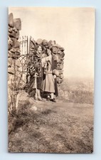 Old Vintage Photo PAIR DUO WOMEN HOLDING DOG ANTIQUE PHOTOGRAPH B&W SNAPSHOT picture