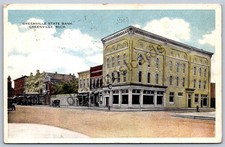 K51/ Greenville Michigan Postcard c1910 State Bank Building Stores 296 picture