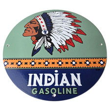 Vintage Indian Gasoline Sign - American Chief Gas Pump Porcelain Sign picture