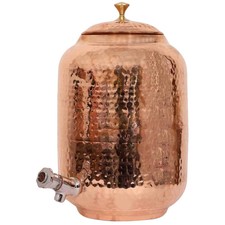 100% Pure Copper Water Dispenser Hammered Water Pitcher Container Pot 16 Litre picture