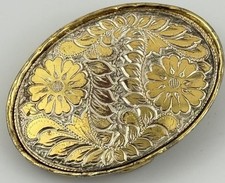 Vtg Rockmount Ranch Wear Belt Buckle Floral Western Cowboy Engraved picture