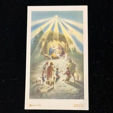 • AR Dep A130 Vintage Holy Card Crèche Nativity Scene Shepherds picture