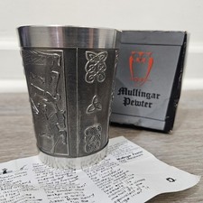 Vintage Mullingar Pewter Celtic Wine Beaker Cup Ireland Bealin Cross Whiskey picture