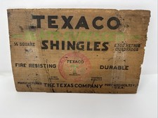 VINTAGE ORIGINAL TEXACO ROOF SHINGLES SIGN TEXACO CO. PORT NECHES, TEXAS wood picture