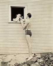 1930s Young Love at the Window Sweethearts Matte Photo Reprint 8