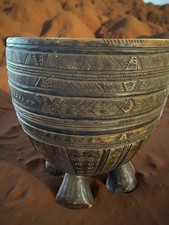 Wood Ceremonial Vessel, Geometric Patterns, Likely From The Kuba Or Nupe Culture picture
