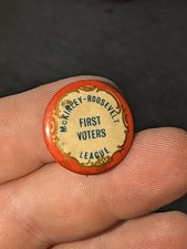 William McKinley & Theodore Roosevelt  Election Pinback First Voters League  picture
