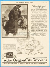 1923 Jacobs Oregon City Woolen Mills OR Men's Wool Overcoat 1920's Clothing Ad picture