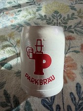 Parkbräu Ceramic Stoneware Salt Glazed German Beer Stein ½L 5” Tall 3½” Dia VTG picture