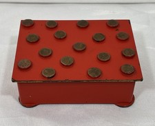Vintage Mid Century Argentor Vienna Polka Dot Red Brass Cigarette Box Austria picture