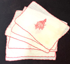 6 Vintage Marghab Hand Embroidered Cocktail Napkins - “Grape and Leaf” B327 picture