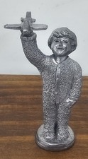 Vintage 1998 Michael Ricker Pewter Boy With Airplane Figurine 3.75