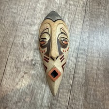 Hand Carved African Lega Style Passport Mask Wood Tribal Wall Art Congo 5.5”x2” picture
