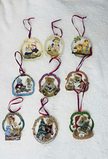 Danbury Mint Teddy Bear Christmas Hanging Ornaments Lot of 9 Metal, picture