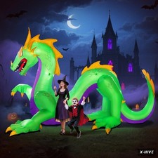 Giant 14FT Length 9FT Tall Green Dragon Halloween Inflatables, Halloween Dragon picture