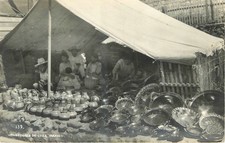 Vintage RPPC Mexico Pottery Vendors Market Scene Postcard 1910s Posted picture
