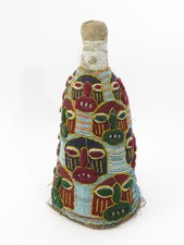 African Yoruba Oba Beaded Crown Nigeria with Multiple Faces 17.25
