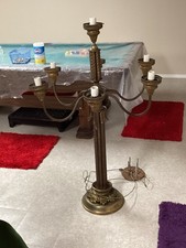 Huge 54” tall vintage brass electric Candelabra Lamp 6 arm  picture